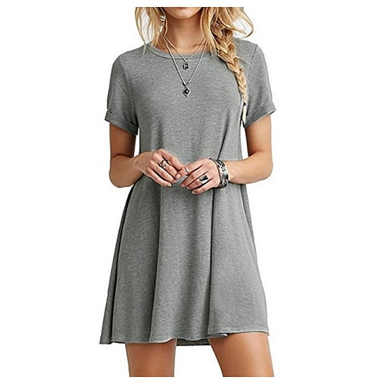 Womens Casual Plain Simple T-Shirt Loose Dress Image 4