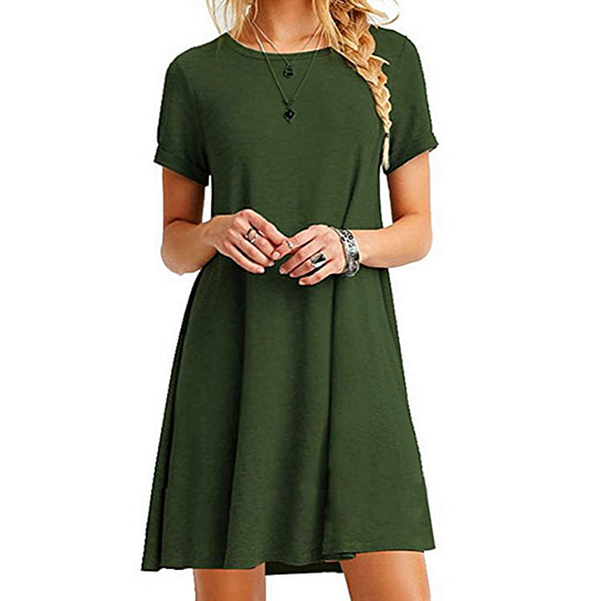 Womens Casual Plain Simple T-Shirt Loose Dress Image 7