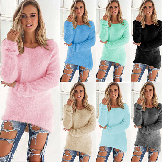 Solid Color Long-sleeved Sweater Image 1