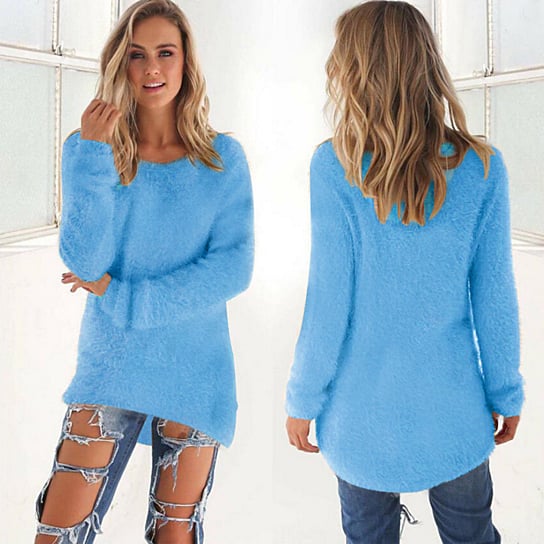 Solid Color Long-sleeved Sweater Image 1