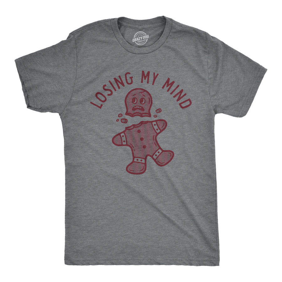 Mens Losing My Mind T Shirt Funny Headless Gingerbread Man Xmas Tee For Guys Image 1