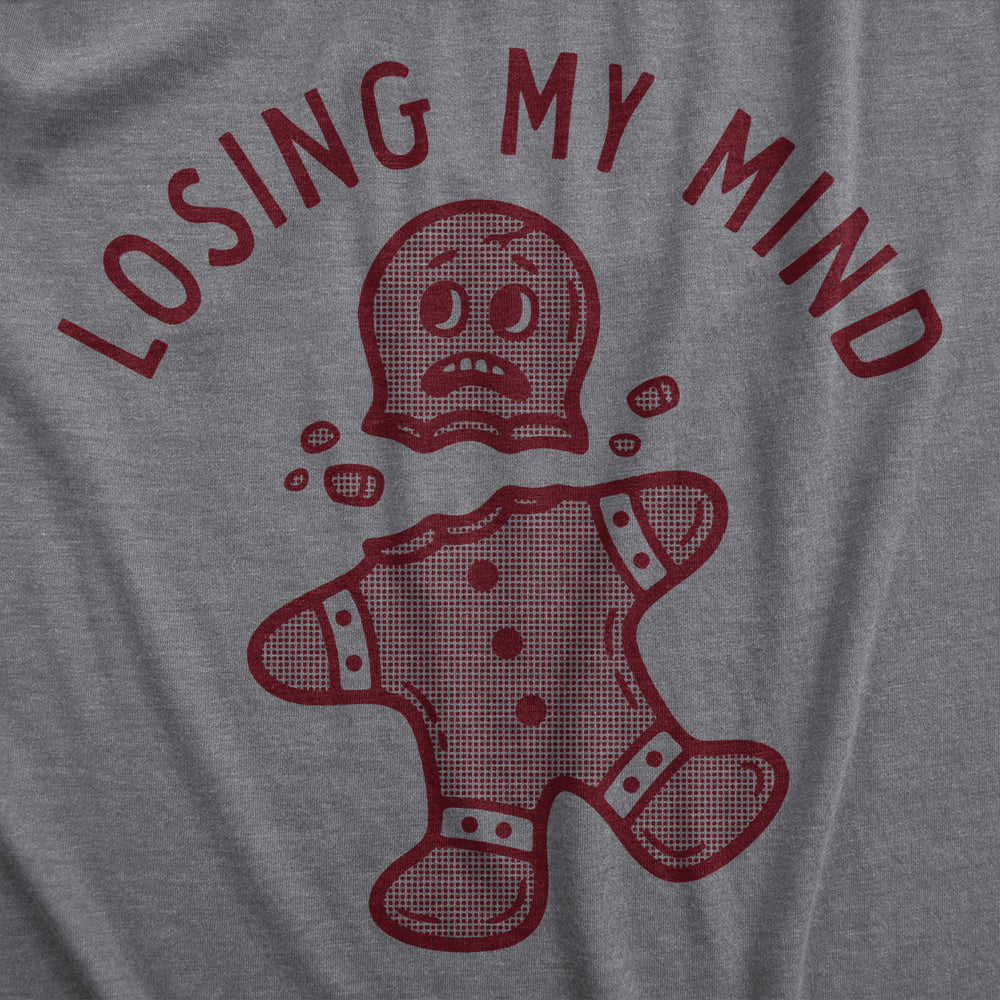 Womens Losing My Mind T Shirt Funny Headless Gingerbread Man Xmas Tee For Ladies Image 2