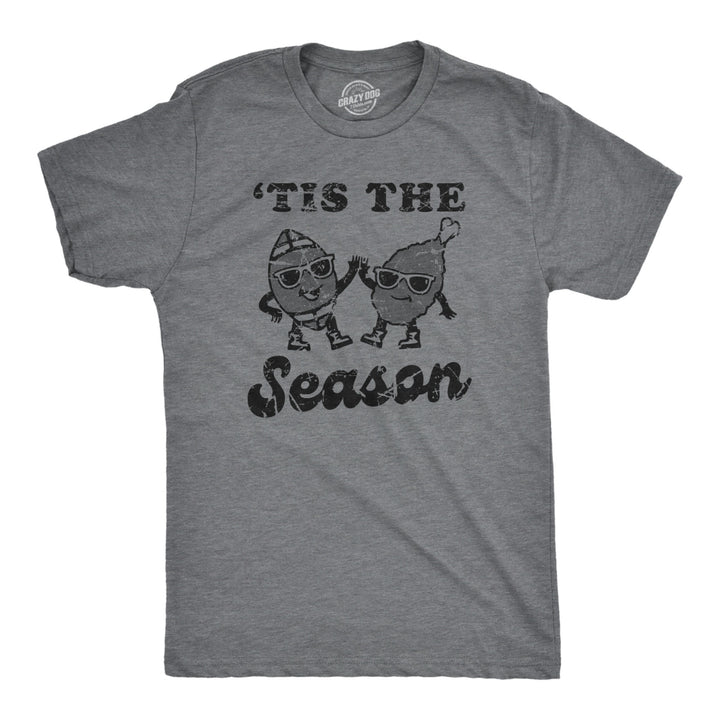 Mens Tis The Season T Shirt Funny Thanksgiving Turkey Football Lovers Tee For Guys Image 1