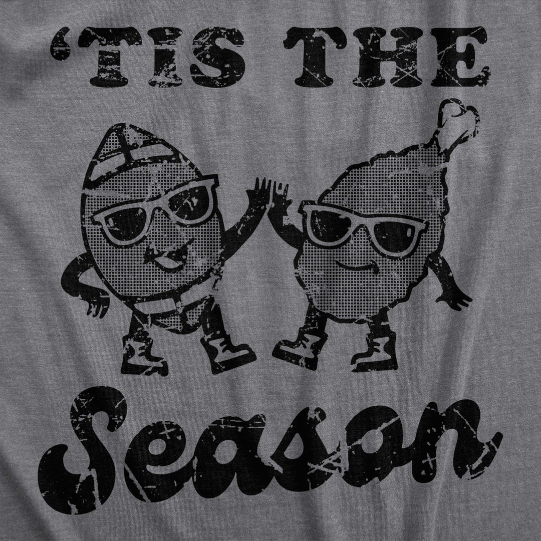 Mens Tis The Season T Shirt Funny Thanksgiving Turkey Football Lovers Tee For Guys Image 2