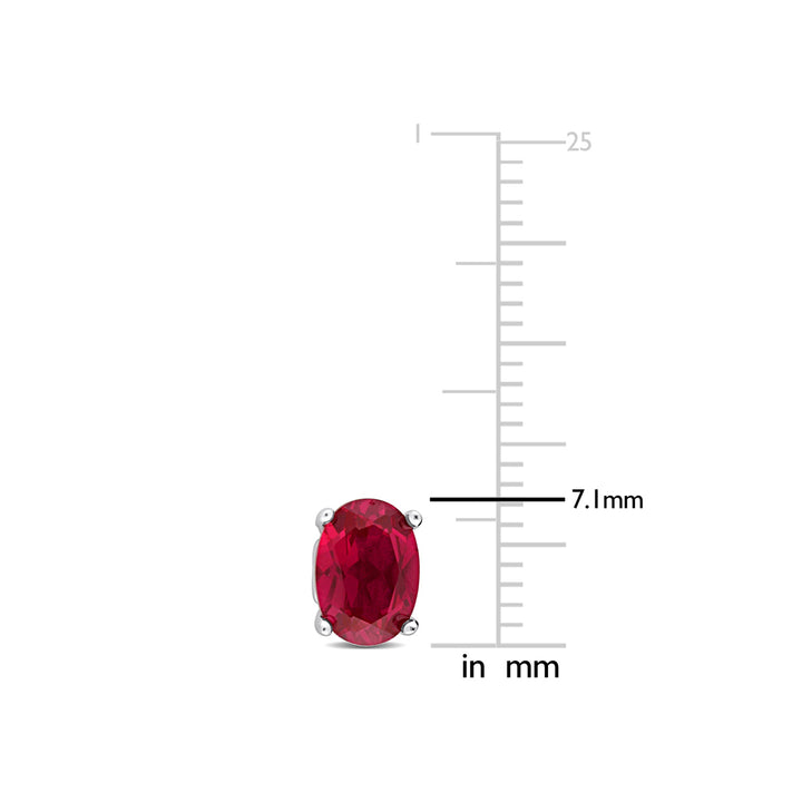 2.54 Carat (ctw) Lab-Created Ruby Oval Stud Earrings in Sterling Silver Image 4