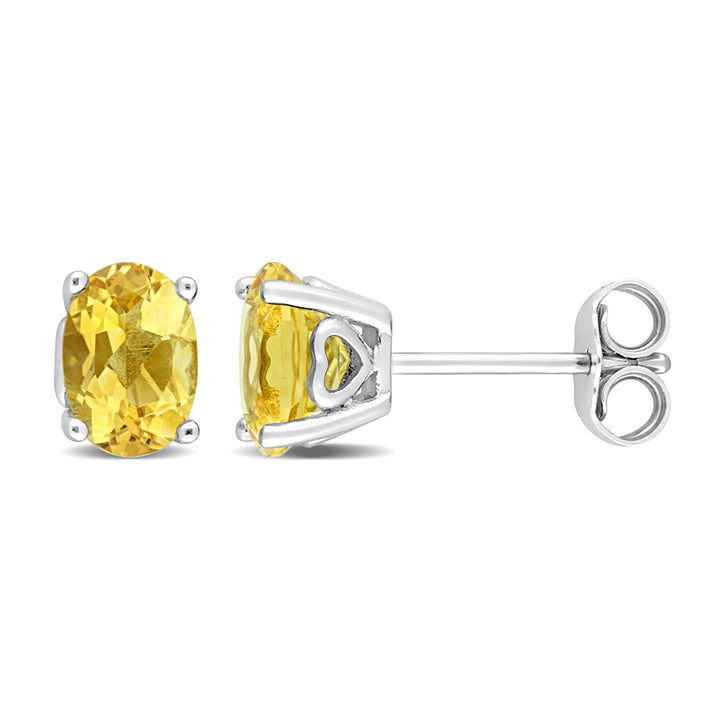 1.40 Carat (ctw) Citrine Oval Stud Earrings in Sterling Silver Image 1