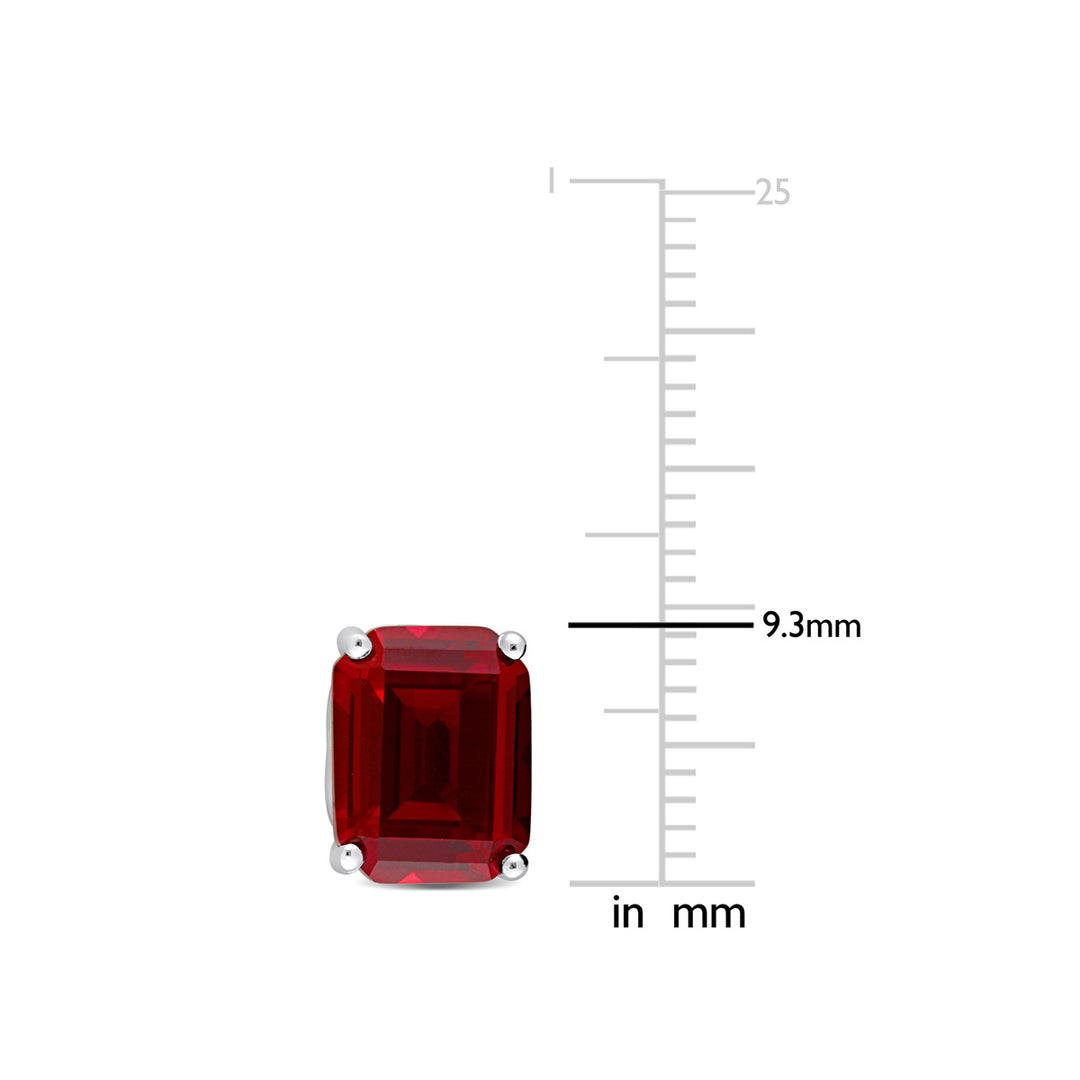 6.50 Carat (ctw) Lab-Created Ruby Emerald-Cut Solitaire Stud Earrings in Sterling Silver Image 4