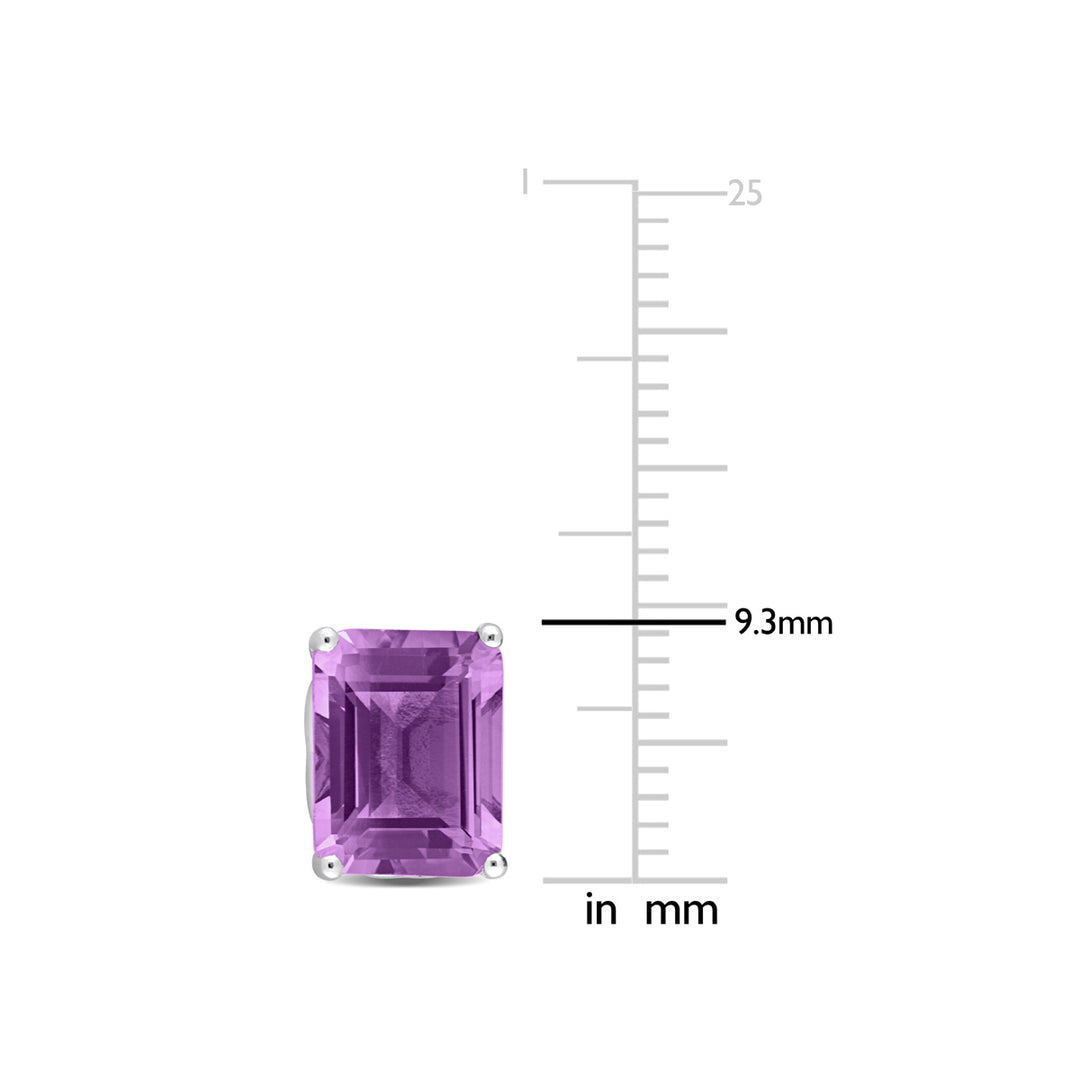 4.40 Carat (ctw) Amethyst Emerald-Cut Stud Earrings in Sterling Silver Image 3