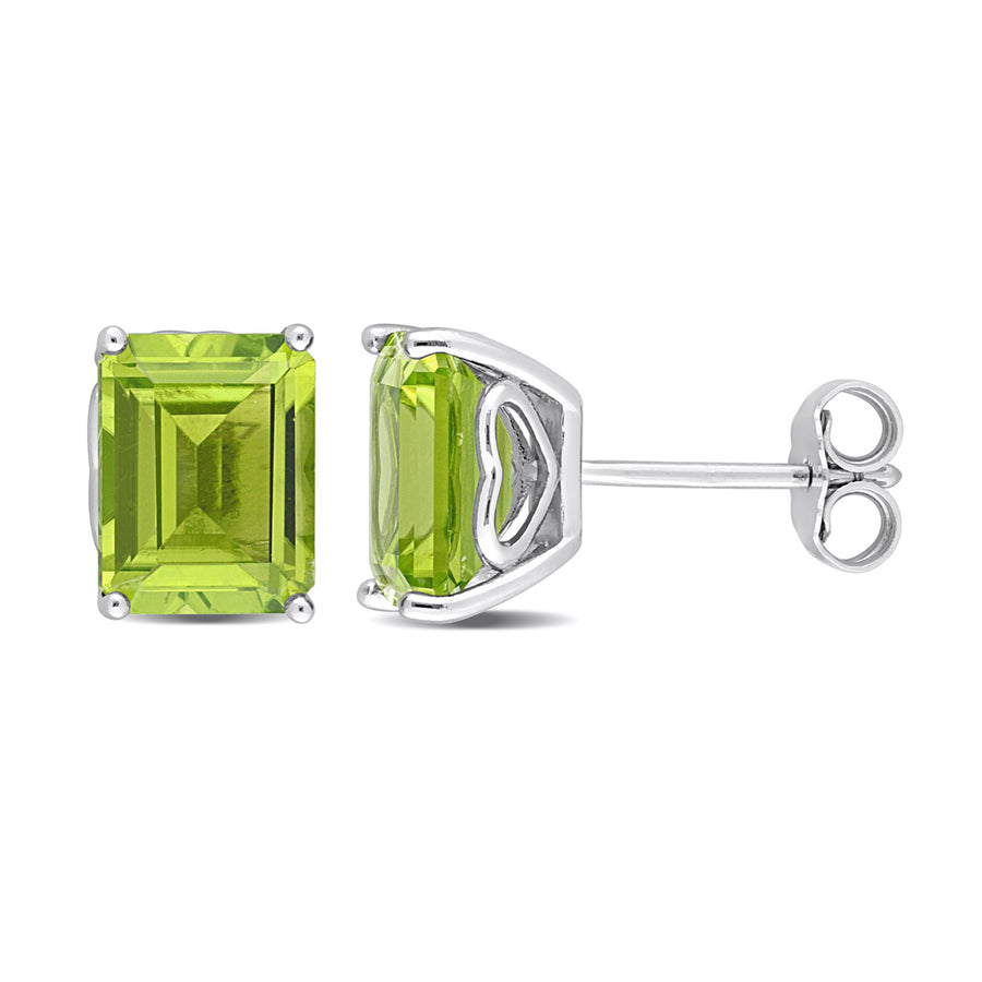 4.80 Carat (ctw) Peridot Emerald-Cut Stud Earrings in Sterling Silver Image 1