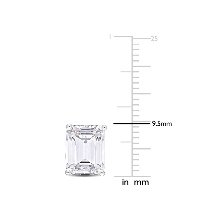 5.90 Carat (ctw) White Topaz Emerald-Cut Stud Earrings in Sterling Silver Image 3