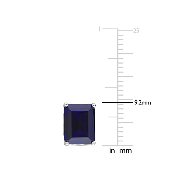 5.90 Carat (ctw) Lab-Created Blue Sapphire Emerald-Cut Stud Earrings in Sterling Silver Image 4