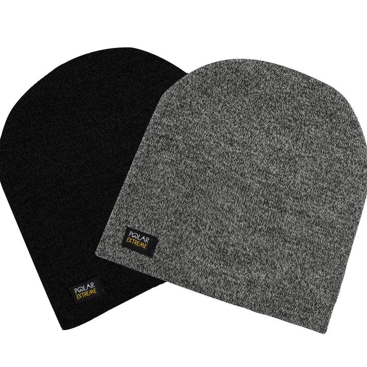 2-Pack: Mens Warm Insulated Knitted Pull Beanie Winter Thermal Hat Image 1