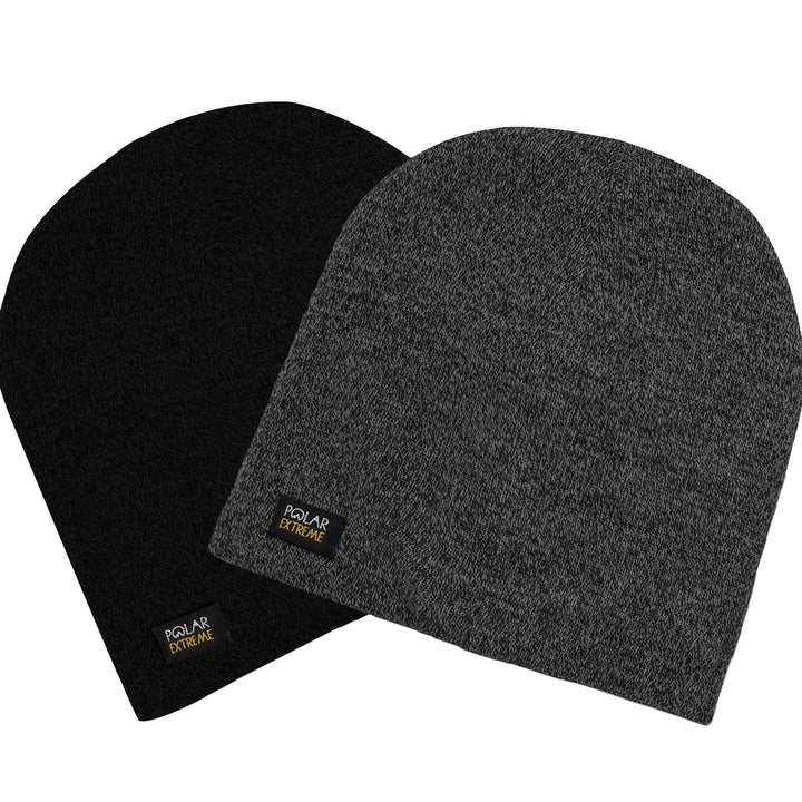 2-Pack: Mens Warm Insulated Knitted Pull Beanie Winter Thermal Hat Image 2