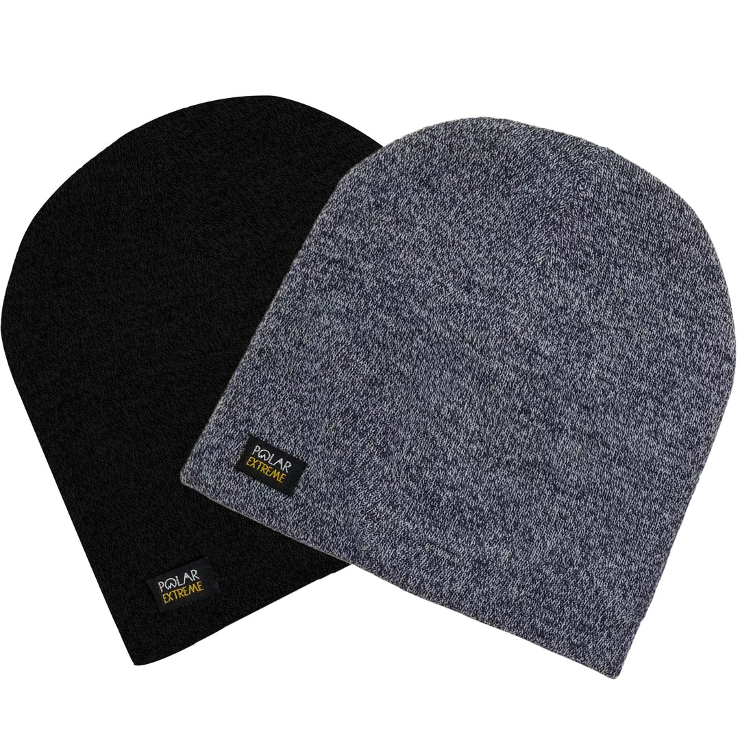 2-Pack: Mens Warm Insulated Knitted Pull Beanie Winter Thermal Hat Image 3