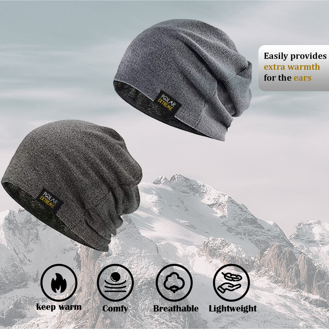 2-Pack: Mens Warm Insulated Knitted Pull Beanie Winter Thermal Hat Image 4