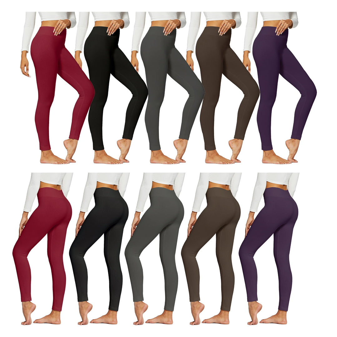 Womens Fleece Lined Leggings High-Waist Plus Size Stretchy Warm Pants Image 7