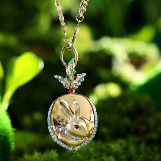 Advanced Wizard of Oz Gold Coin Rabbit Necklace  Luxury Heavy Industry Lunar  Year Rabbit Pendant Image 1
