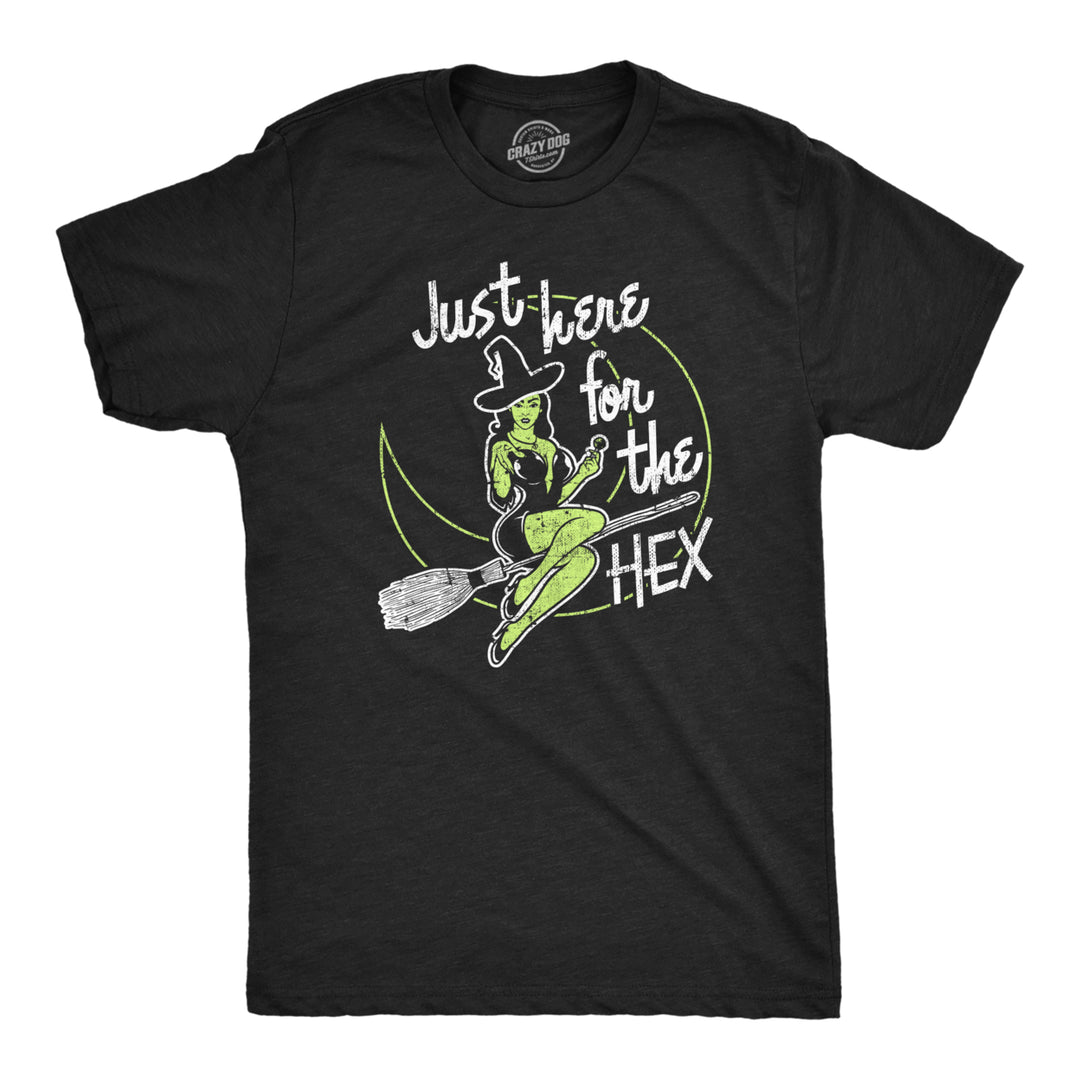 Mens Just Here For The Hex T Shirt Funny Adult Sexy Witch Joke Tee For Guys Image 1