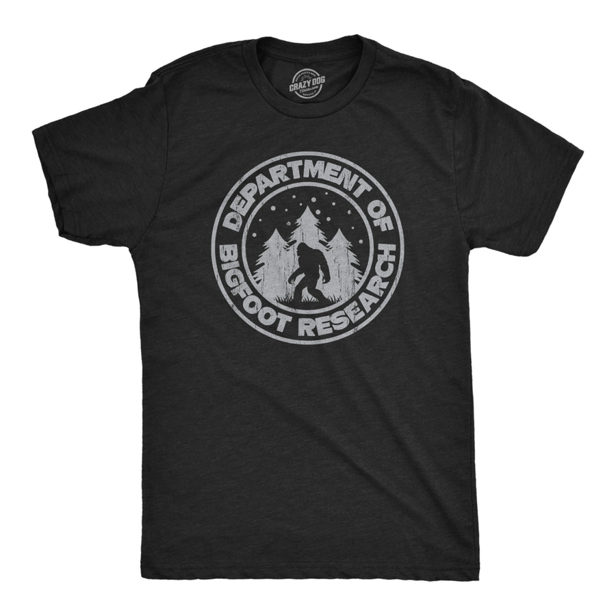 Mens Department Of Bigfoot Research T Shirt Funny Sasquatch Search Tee For Guys Image 1