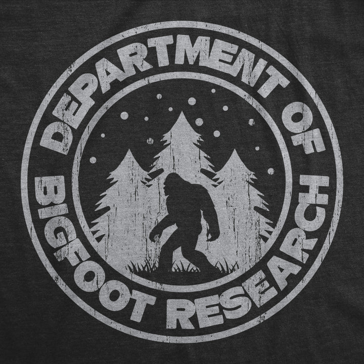 Mens Department Of Bigfoot Research T Shirt Funny Sasquatch Search Tee For Guys Image 2