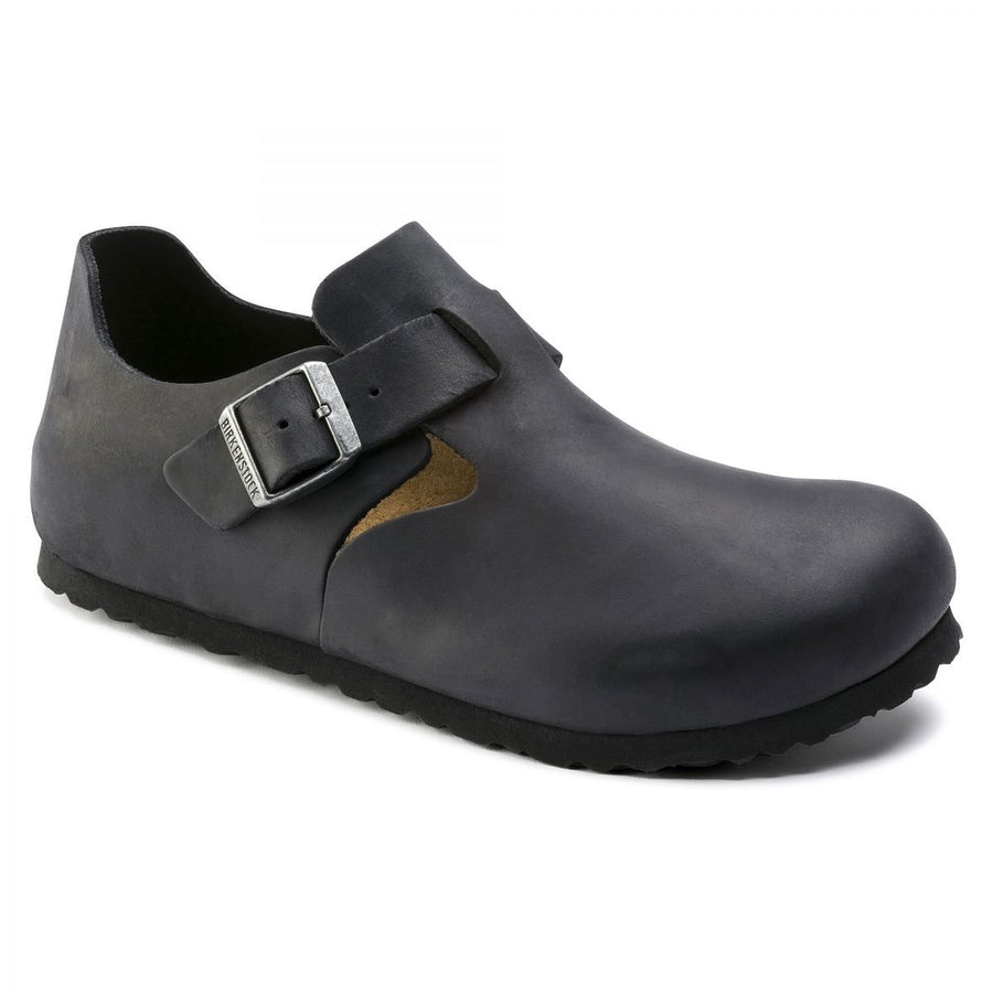 Birkenstock London Clog Black Oiled Leather Adjustable Strap Size 5-5.5/3-3.5 Image 1