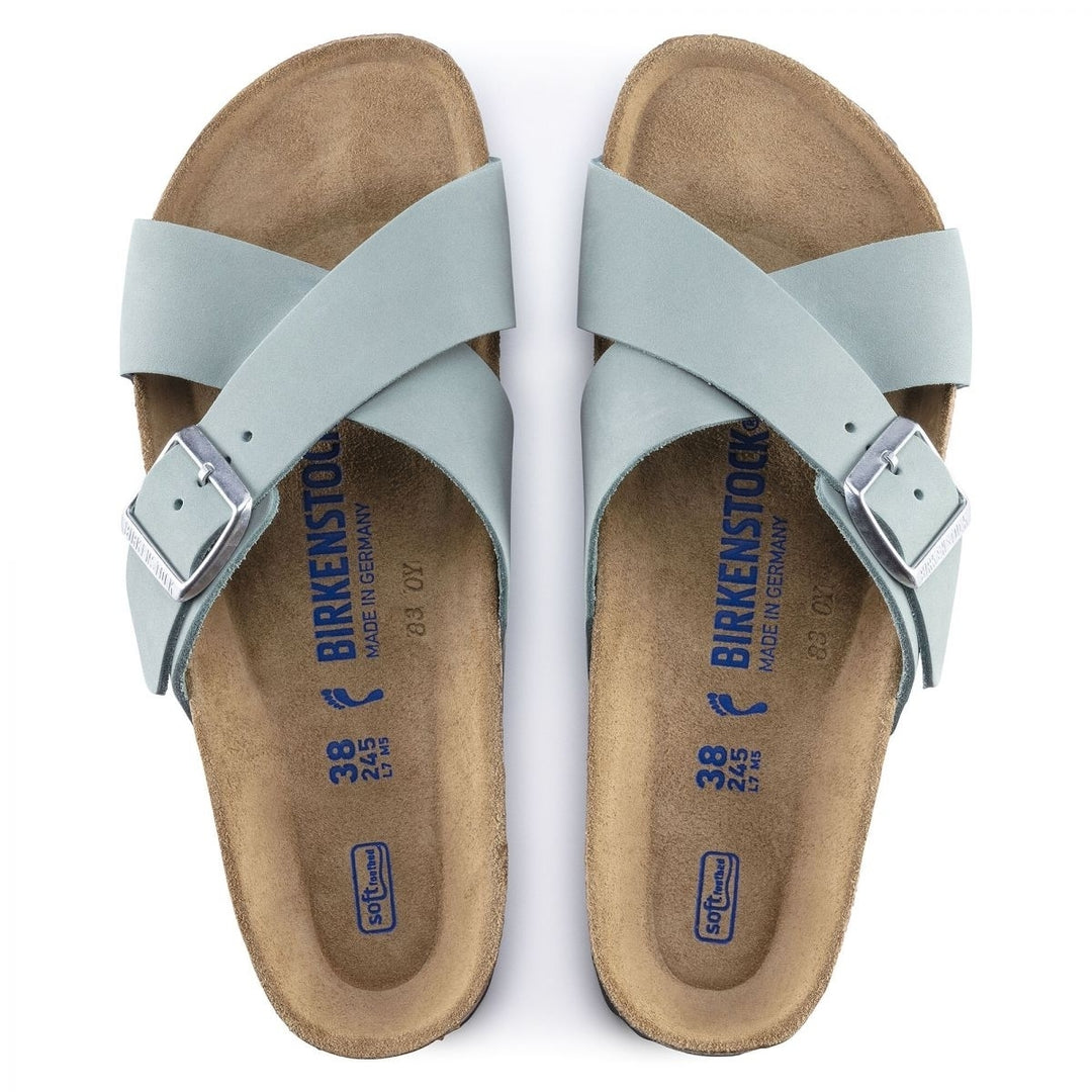 BIRKENSTOCK Womens Siena Narrow Soft Footbed Faded Aqua Nubuck Leather Sandal - 1021553 Image 3