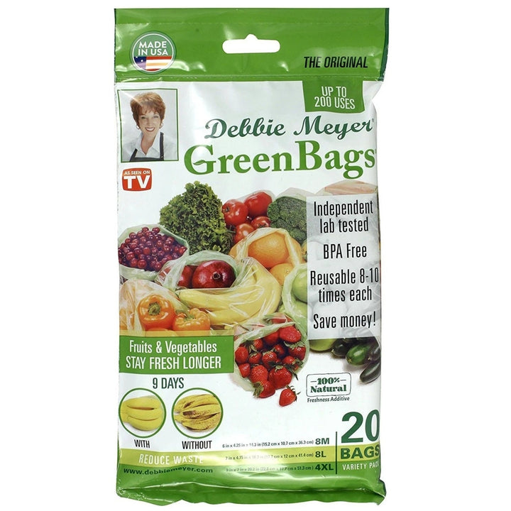 Debbie Meyer GreenBags 20 pc Variety Pack - Keeps Fruits, Vegetables, Cut Flowers Fresh Longer Image 1