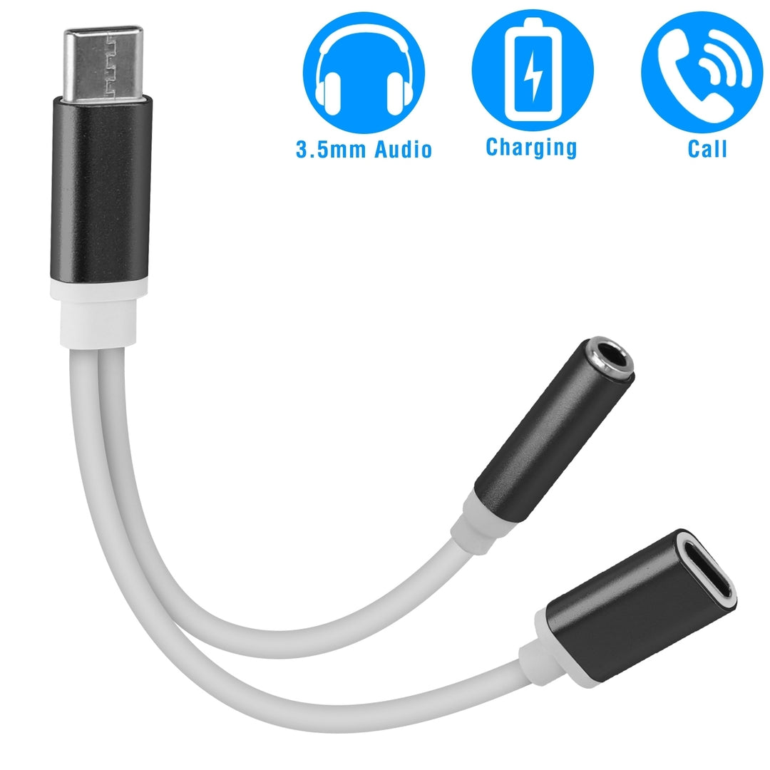 USB Type C to 3.5mm Aux Audio Charging Adapter TPE Metal Shell Image 2