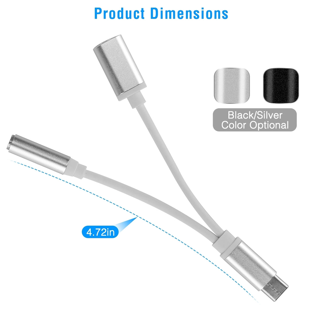 USB Type C to 3.5mm Aux Audio Charging Adapter TPE Metal Shell Image 6