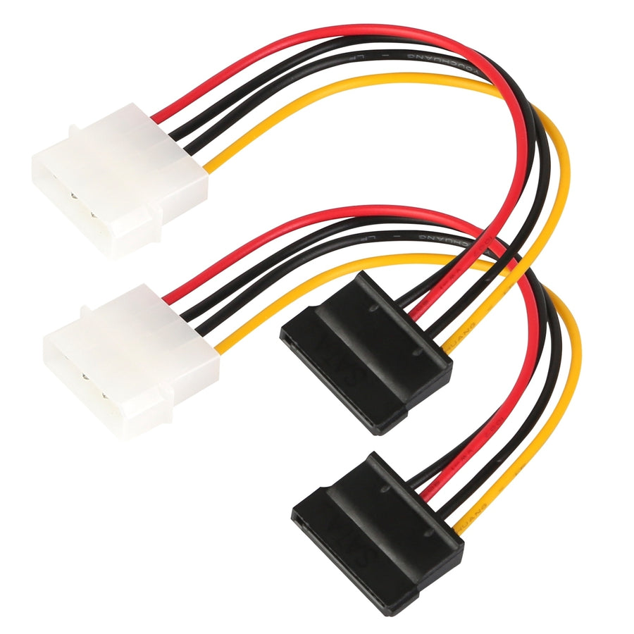 4 Pin Male to 15 Pin Female Data Cable Adapter 2 Packs Black PVC Copper Image 1