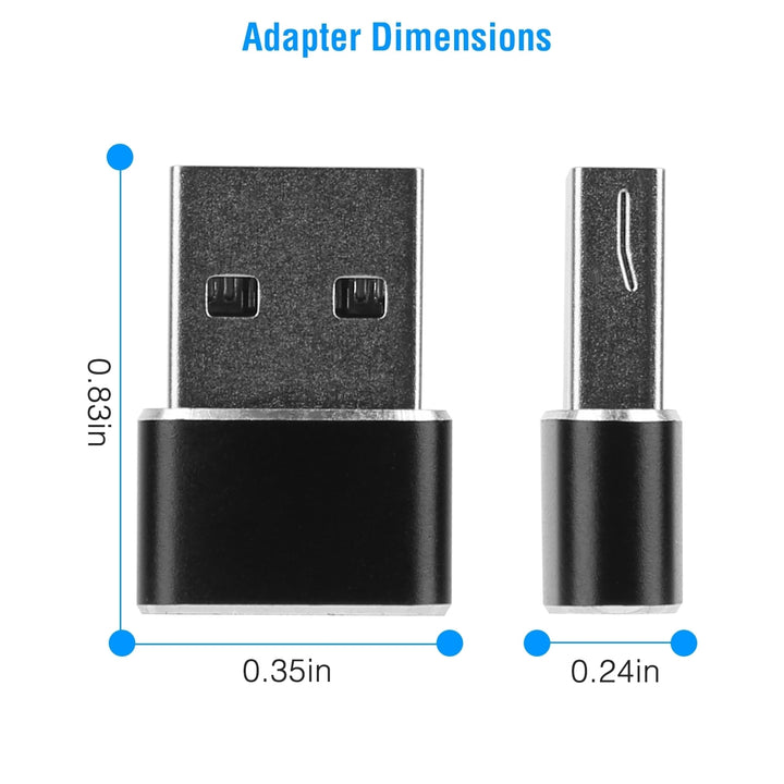 USB C Type C Female to USB A Male Adapter 3 Pack Black Aluminum Alloy Connector Image 4