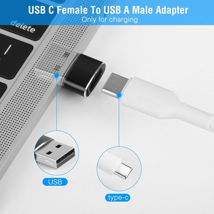 USB C Type C Female to USB A Male Adapter 3 Pack Black Aluminum Alloy Connector Image 9