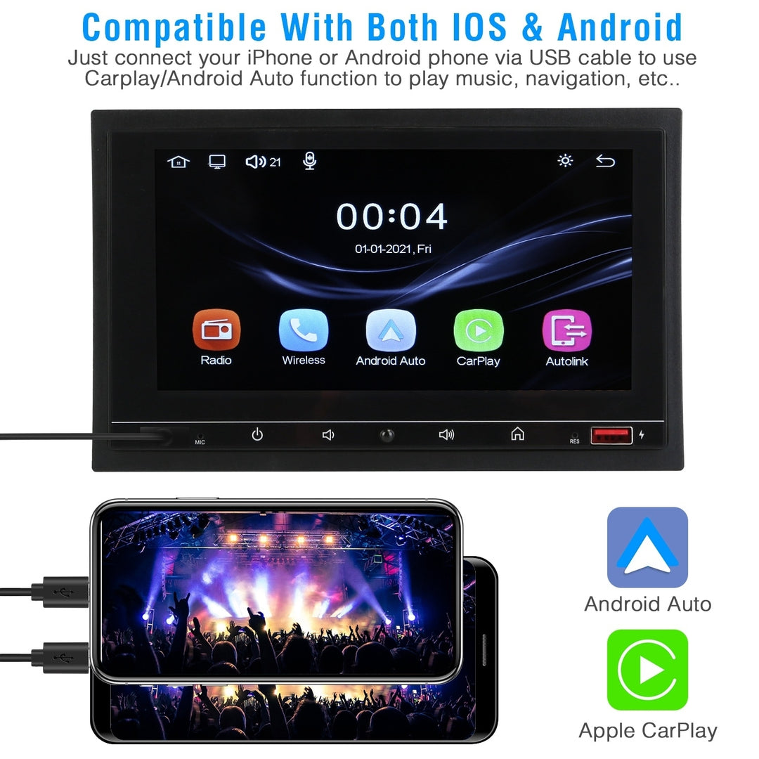 7In Wireless Car MP5 Player 1080P Touch Screen Audio FM Radio Black Image 3