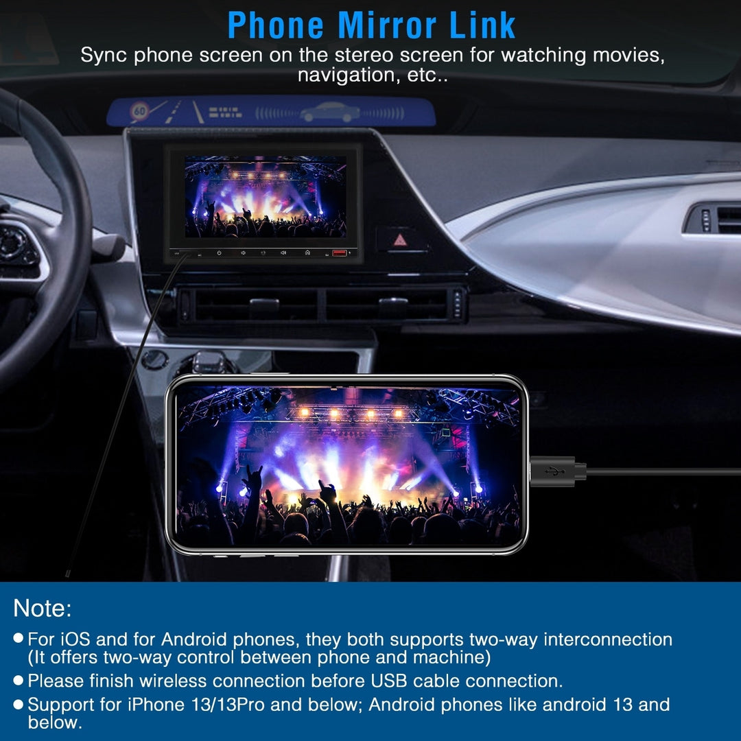 7In Wireless Car MP5 Player 1080P Touch Screen Audio FM Radio Black Image 4