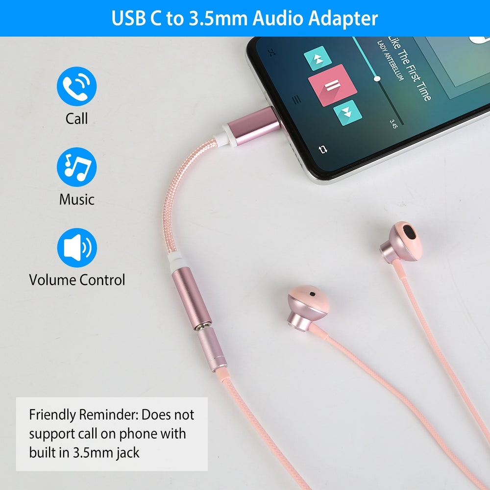 USB C Type C Adapter Port to 3.5mm Aux Audio Jack Earphone Headphone Cable Cord Image 2