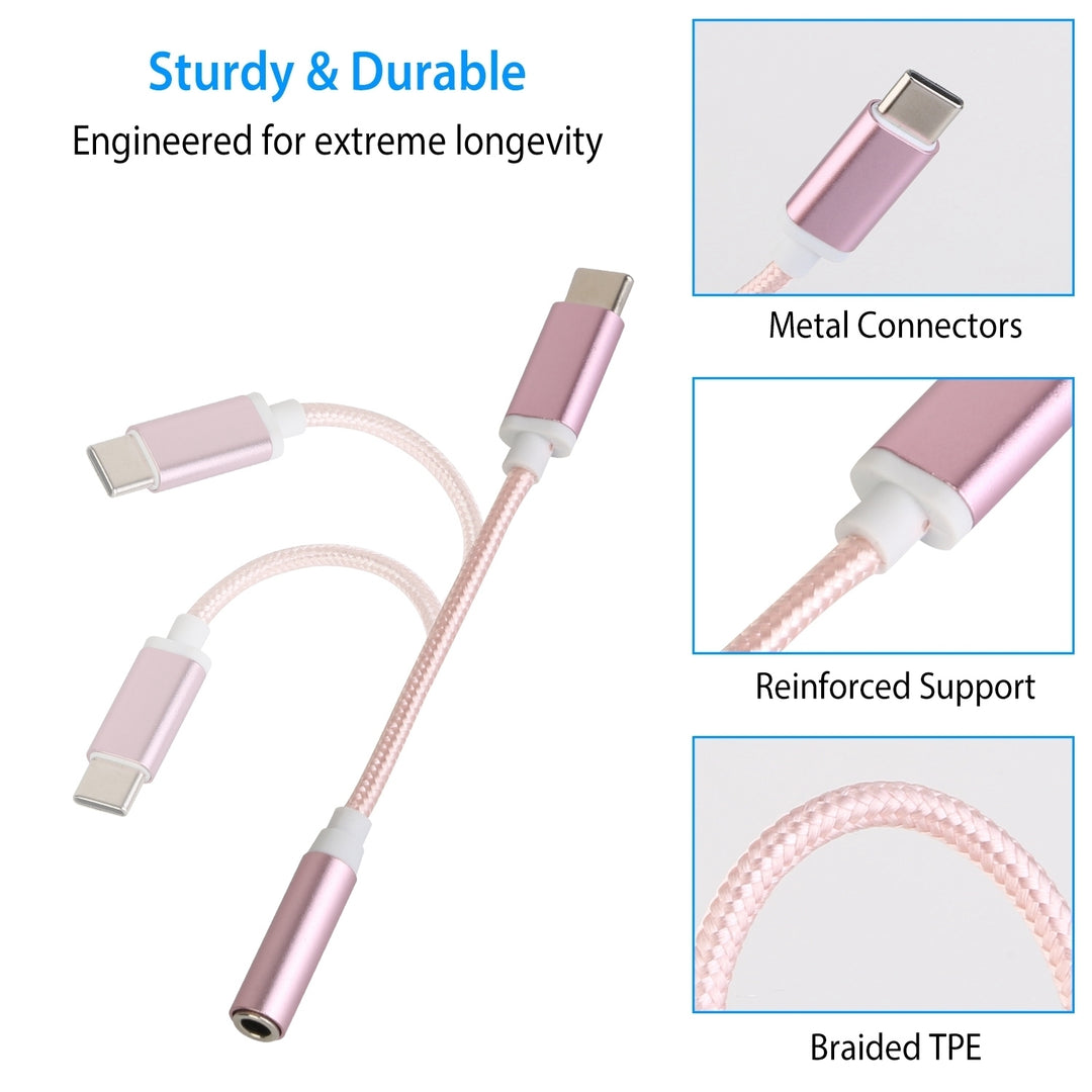 USB C Type C Adapter Port to 3.5mm Aux Audio Jack Earphone Headphone Cable Cord Image 4