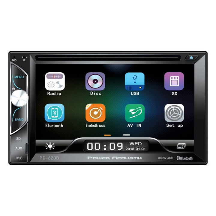 Power Acoustik PD-620HB Double DIN Car Stereo DVD Bluetooth USB Adaptive Fast Charge Image 2