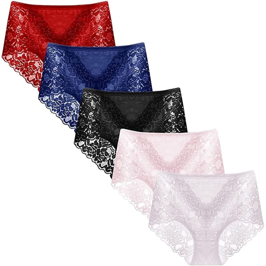 Womens Sexy Underwear Lace Panties Plus Size Ladies Brief for Women 5-Pack Image 1