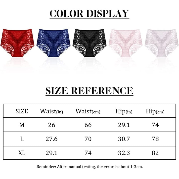 Womens Sexy Underwear Lace Panties Plus Size Ladies Brief for Women 5-Pack Image 2