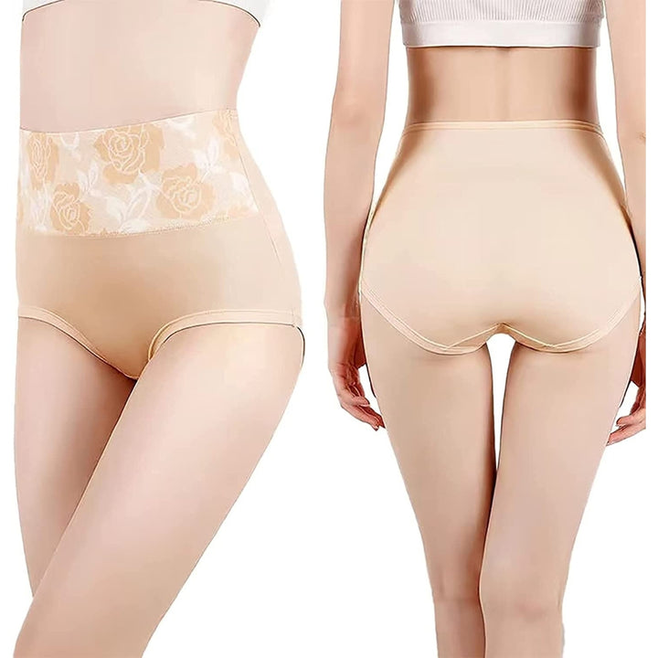 Womens High Waist Tummy Control Panties Ladies Panty Cotton Brief Underwear 4-Pack Image 3