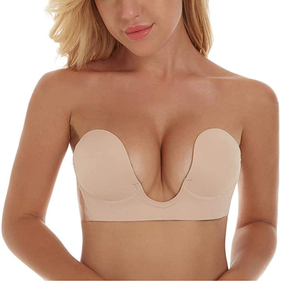 Invisible Bra Backless Strapless Bra Reusable Sticky Boobs Deep Plunge Silicone Push Up Adhesive Bras for Women Image 1