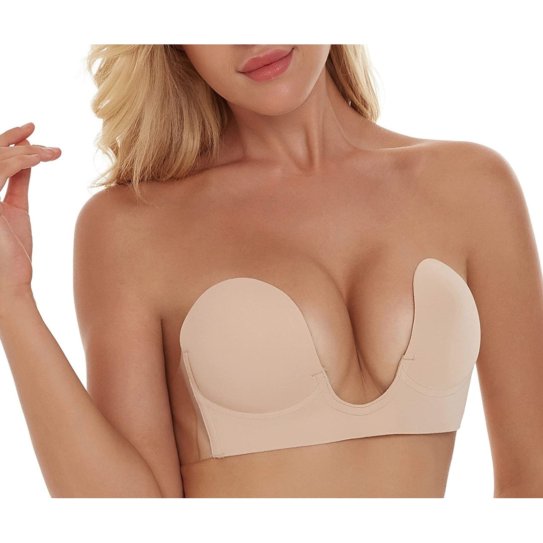 Invisible Bra Backless Strapless Bra Reusable Sticky Boobs Deep Plunge Silicone Push Up Adhesive Bras for Women Image 3