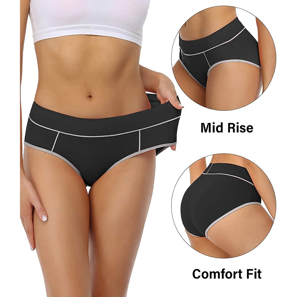 Womens Cotton Stretch Underwear Comfy Mid Waisted Briefs Ladies Breathable Panties Multipack Image 2