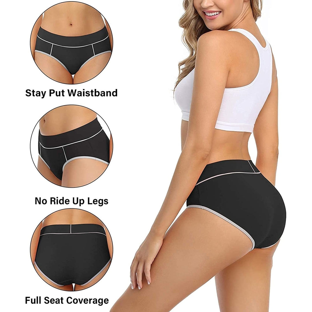 Womens Cotton Stretch Underwear Comfy Mid Waisted Briefs Ladies Breathable Panties Multipack Image 3