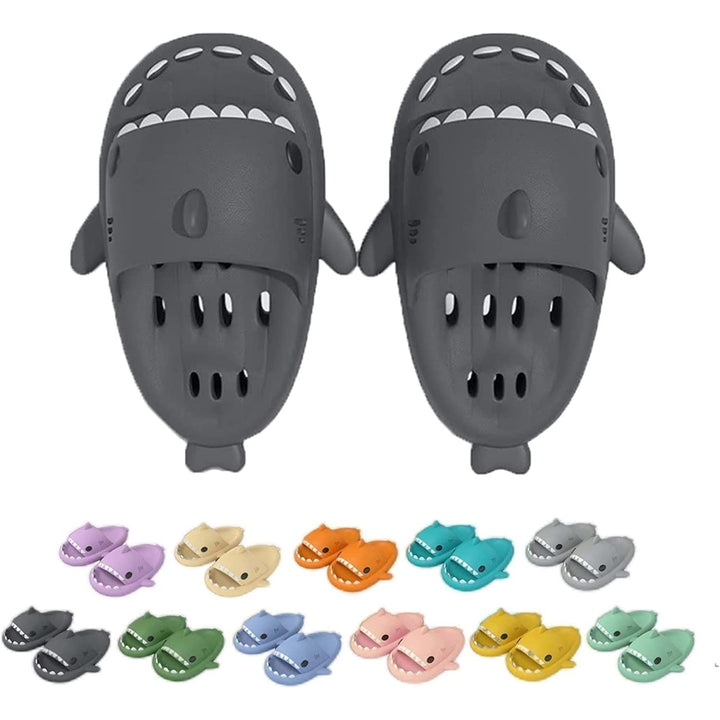 2022 Cute Shark Slippers for Women Men Anti-Slip Novelty Open Toe Slides Lightweight Sole Sandals Casual Beach Shoes Image 3