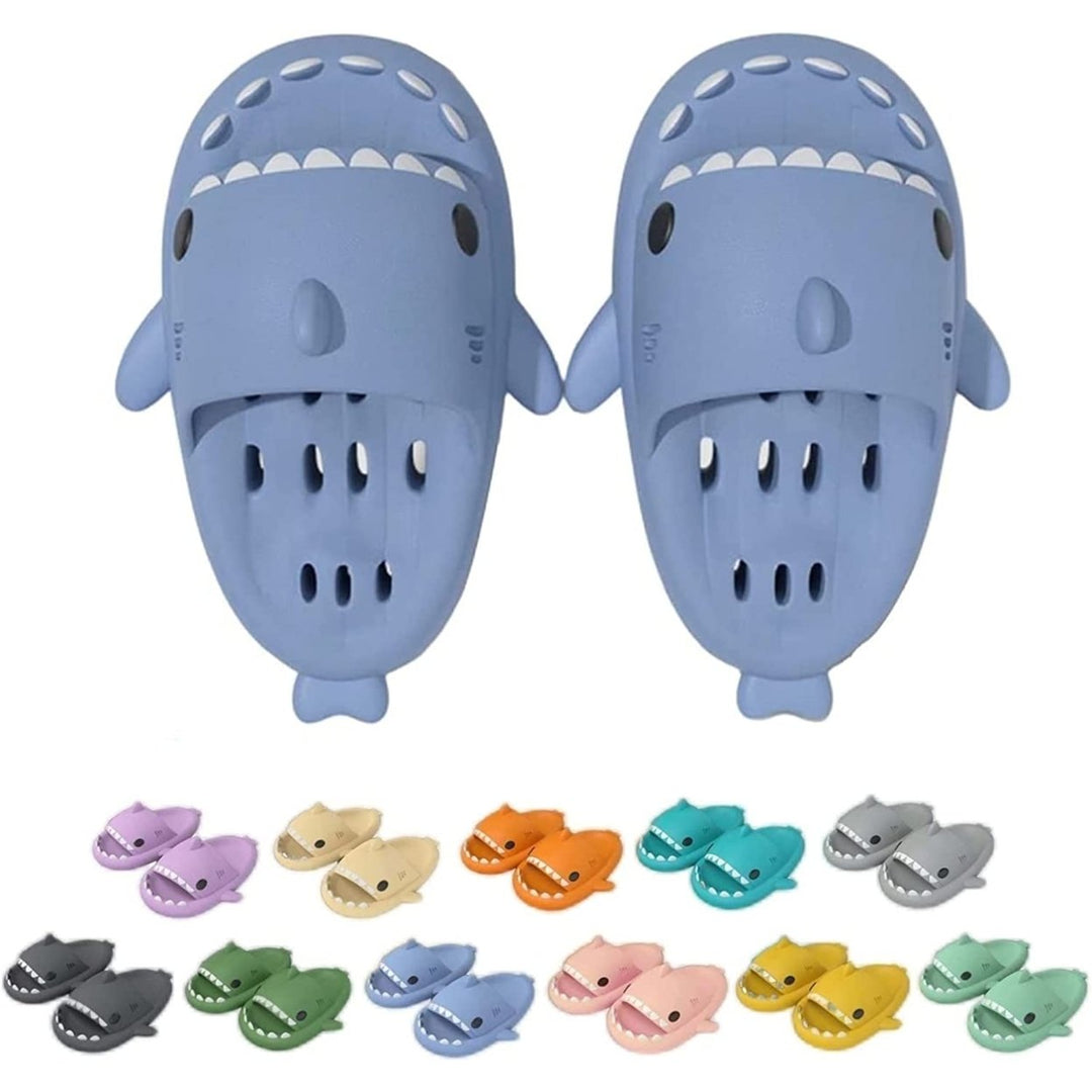 2022 Cute Shark Slippers for Women Men Anti-Slip Novelty Open Toe Slides Lightweight Sole Sandals Casual Beach Shoes Image 1
