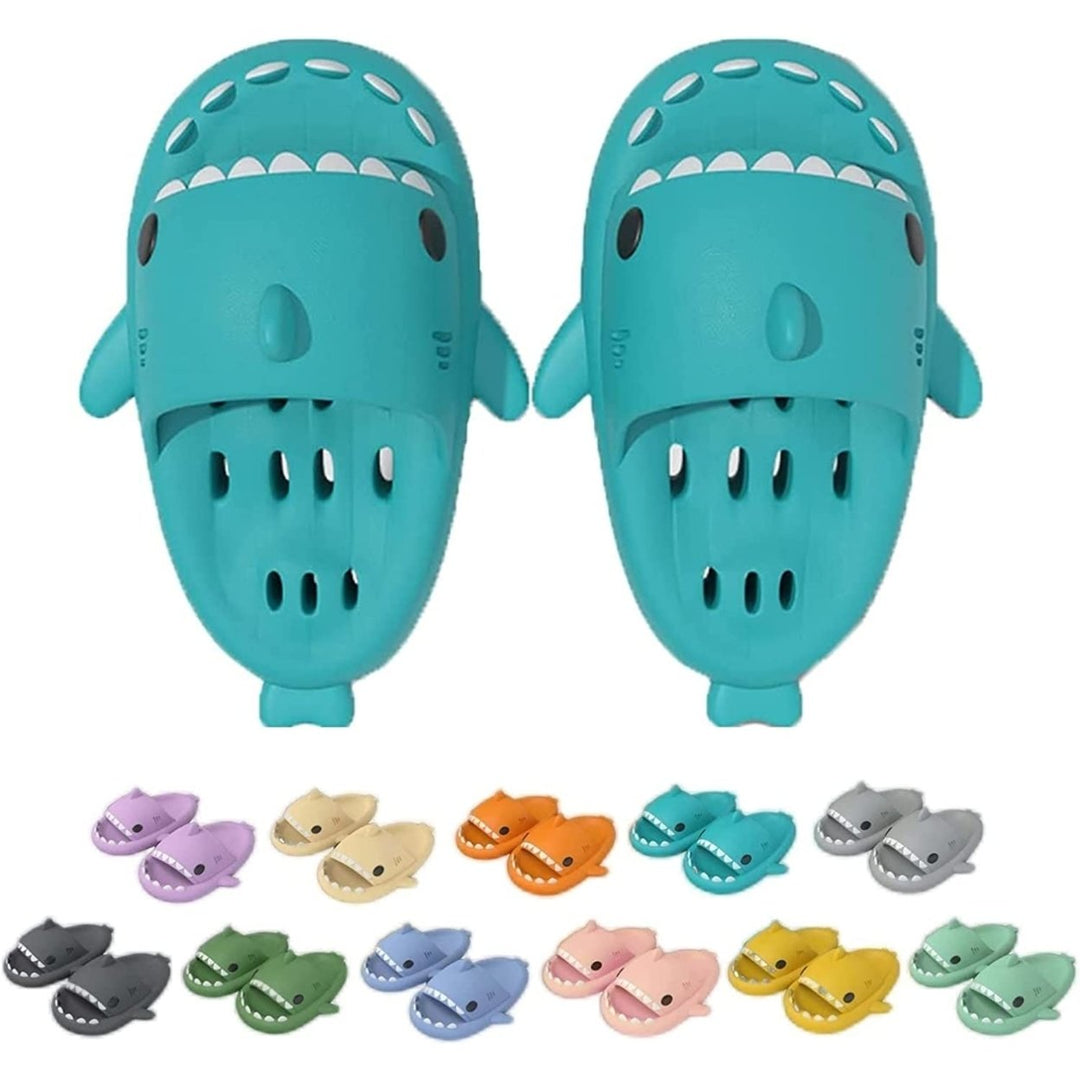 2022 Cute Shark Slippers for Women Men Anti-Slip Novelty Open Toe Slides Lightweight Sole Sandals Casual Beach Shoes Image 1