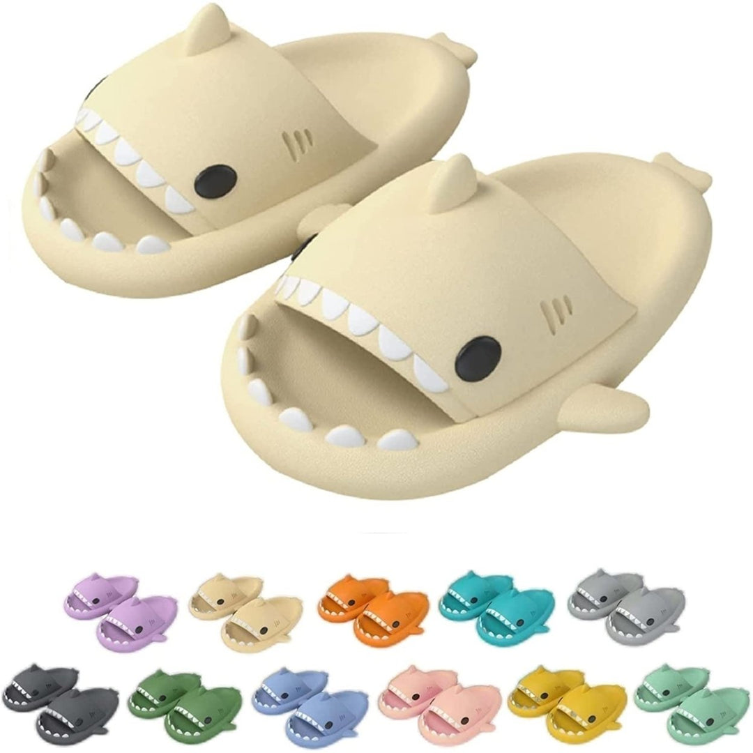 2022 Cute Shark Slippers for Women Men Anti-Slip Novelty Open Toe Slides Lightweight Sole Sandals Casual Beach Shoes Image 1