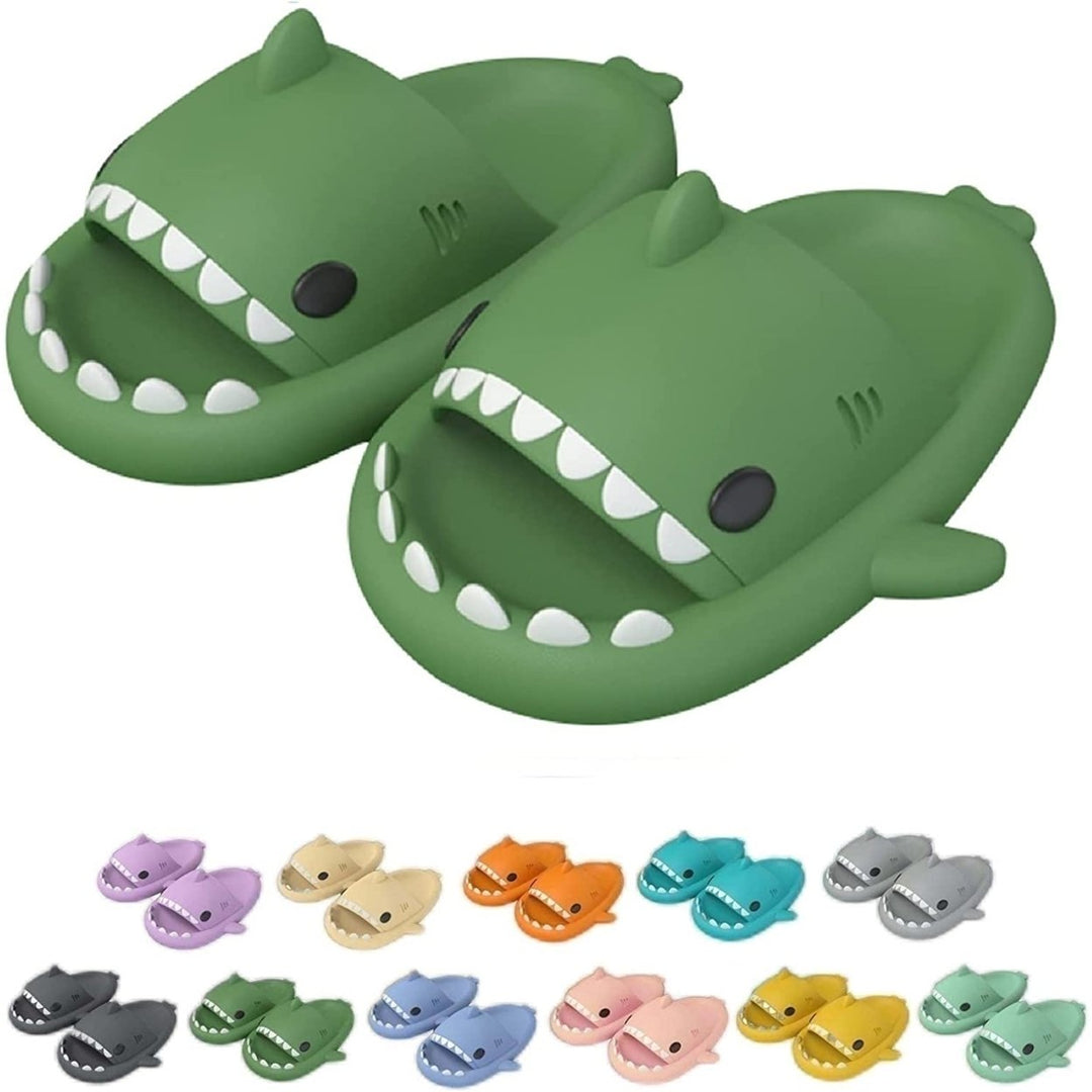 2022 Cute Shark Slippers for Women Men Anti-Slip Novelty Open Toe Slides Lightweight Sole Sandals Casual Beach Shoes Image 1