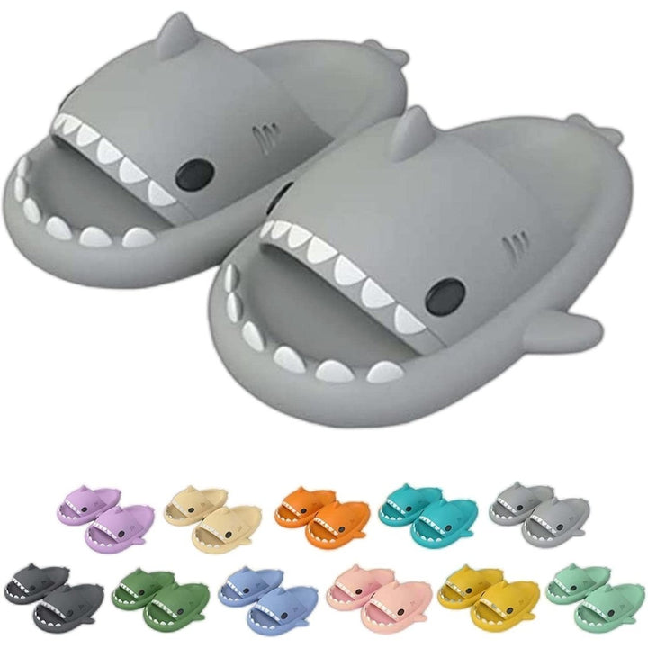 2022 Cute Shark Slippers for Women Men Anti-Slip Novelty Open Toe Slides Lightweight Sole Sandals Casual Beach Shoes Image 1